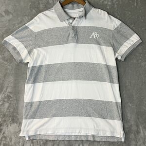 Aeropostale Men's Grey White Polo Shirt Short Sleeve Collared Casual Top Size XL